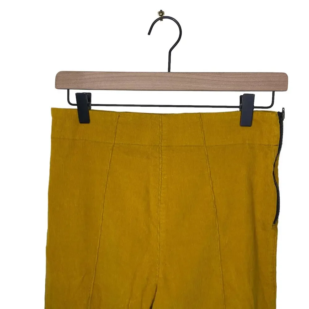 PRAIRIE UNDERGROUND Side Zip Corduroy Leggings Gold Mustard Yellow Size Medium